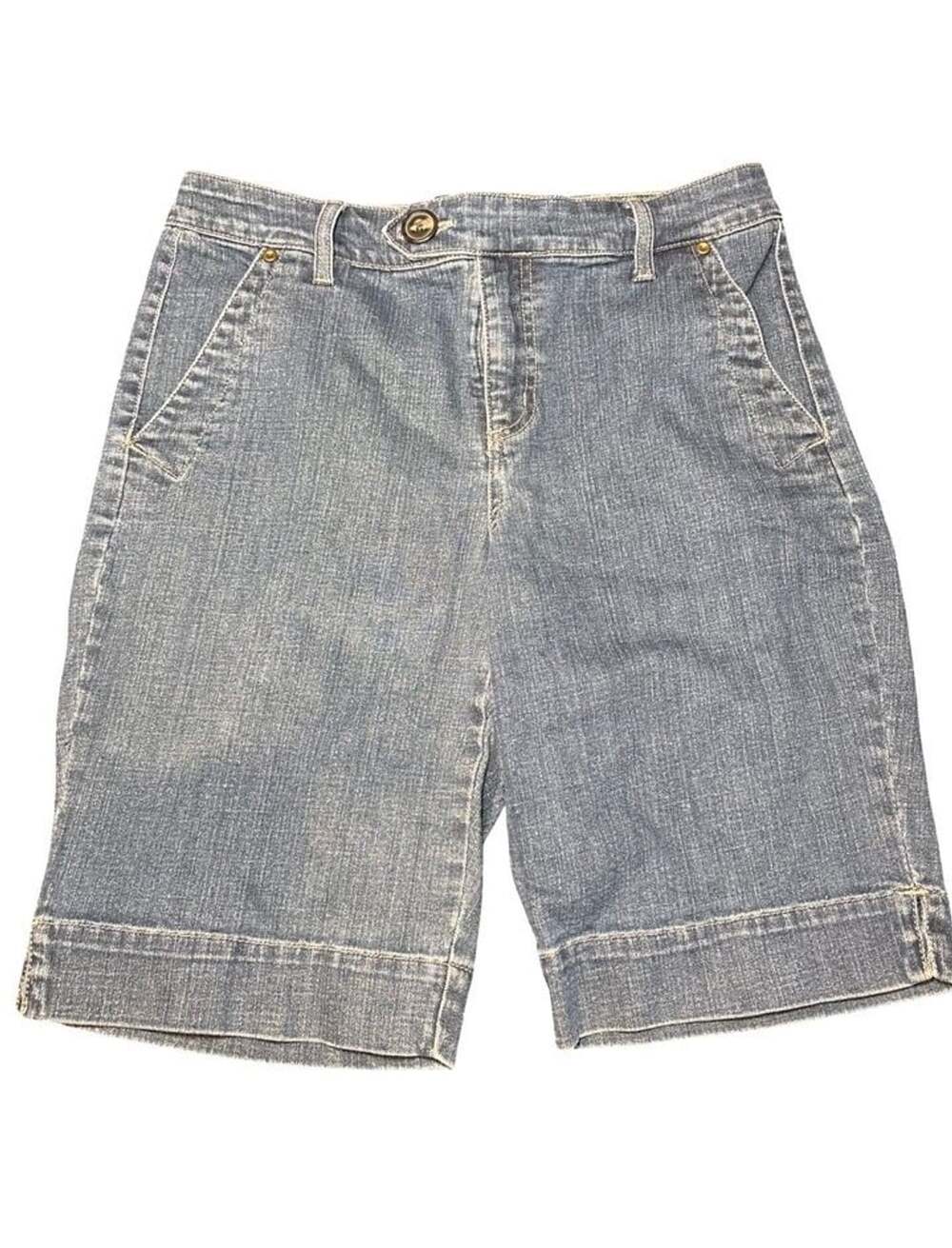 Gloria Vanderbilt Women Size 8 Denim Bermuda Shorts Stretch Jean Walking Shorts